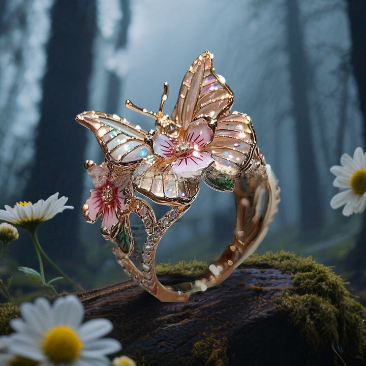 WorldNorse Whispering Blossoms Butterfly Ring - Butterfly#B - Rose Gold - image 9