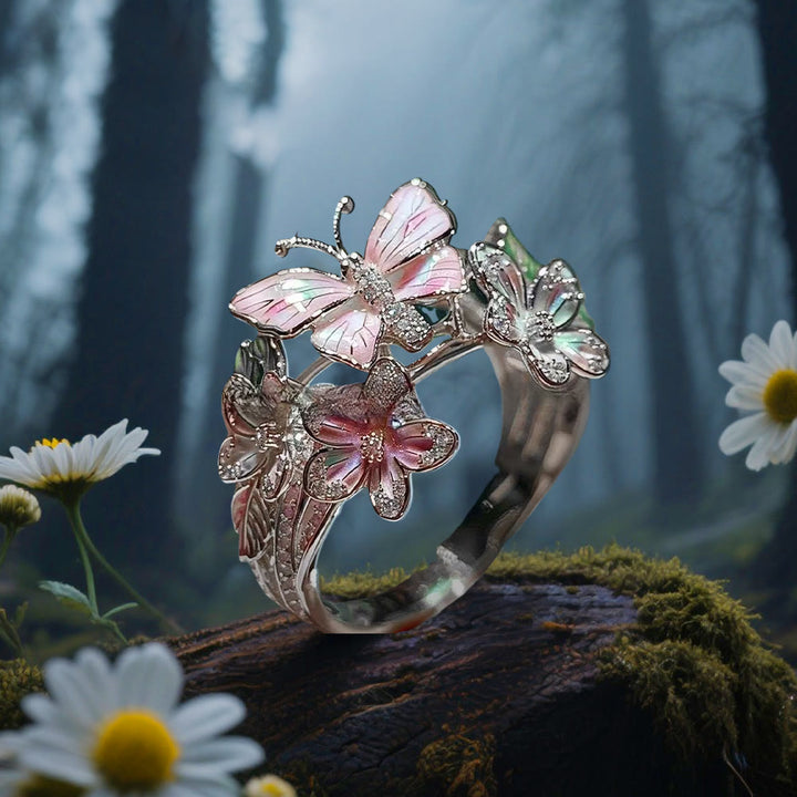 WorldNorse Whispering Blossoms Butterfly Ring - Butterfly#D - Silver - image 14