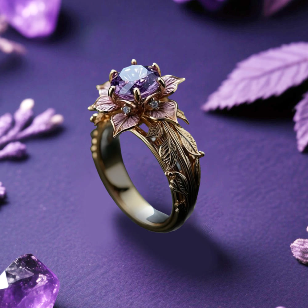 WorldNorse Twilight Bloom Amethyst Dual Tone Ring -  AU Size T1/2 (US 10) - image 0