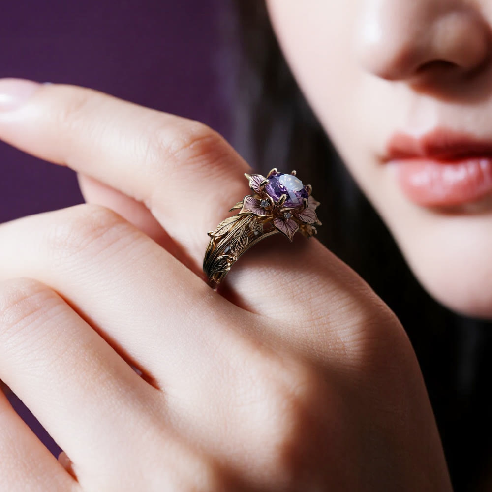 WorldNorse Twilight Bloom Amethyst Dual Tone Ring - image 1