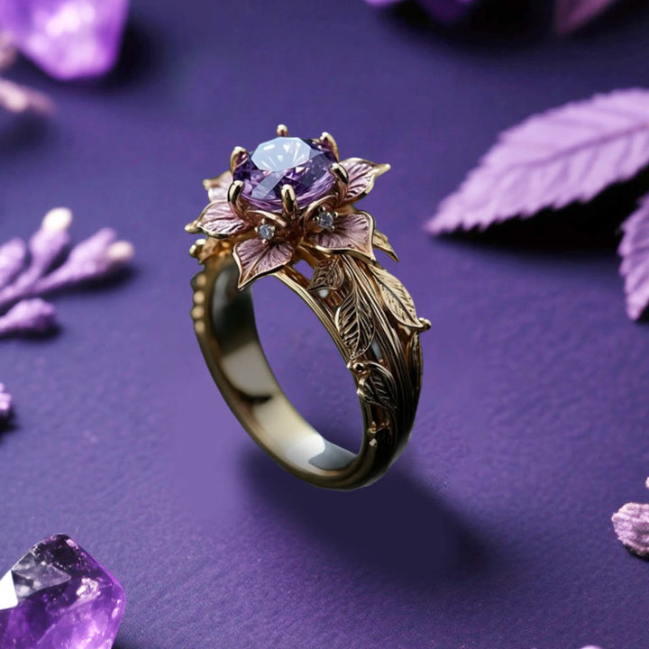 WorldNorse Twilight Bloom Amethyst Dual Tone Ring -  AU Size T1/2 (US 10) - image 0