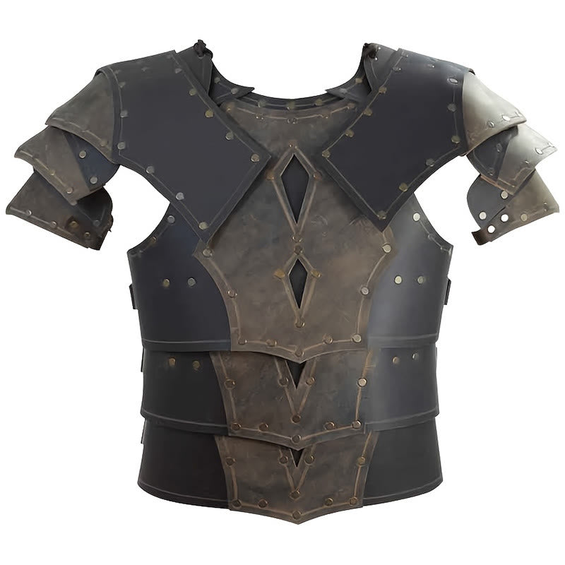 WorldNorse Vintage Warrior Dual Tone Rivets Layered Chest Armor  - Grey & Black - image 4