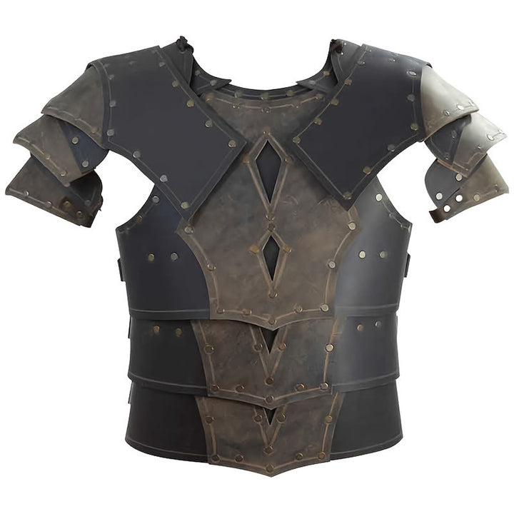 WorldNorse Vintage Warrior Dual Tone Rivets Layered Chest Armor  - Grey & Black - image 4