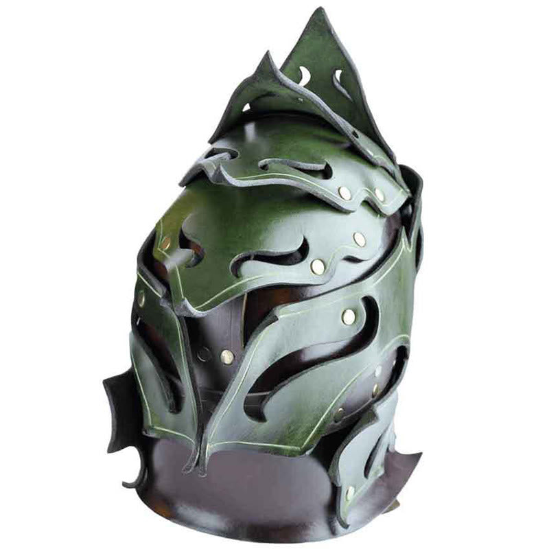 WorldNorse Woodland Flame Shaped Rivets Leather Helmet - image 2