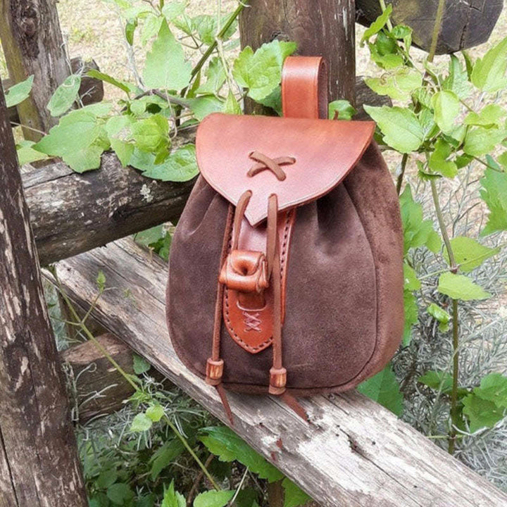 WorldNorse Medieval Steampunk Outdoor Drawstring Bag - Brown Suede - image 2