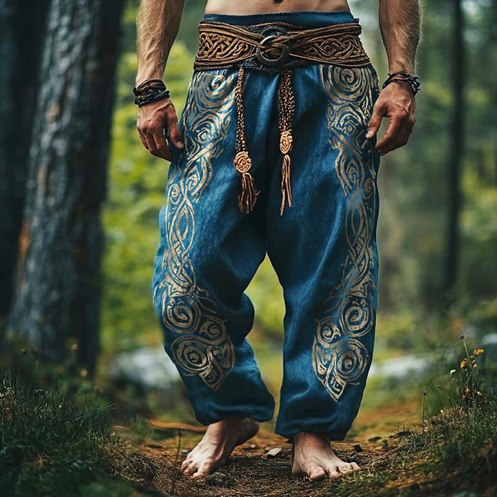 WorldNorse Viking Vintage Celtic Knot Pattern Pants - Blue - US/UK/AU50，EU60 (5XL) - image 0