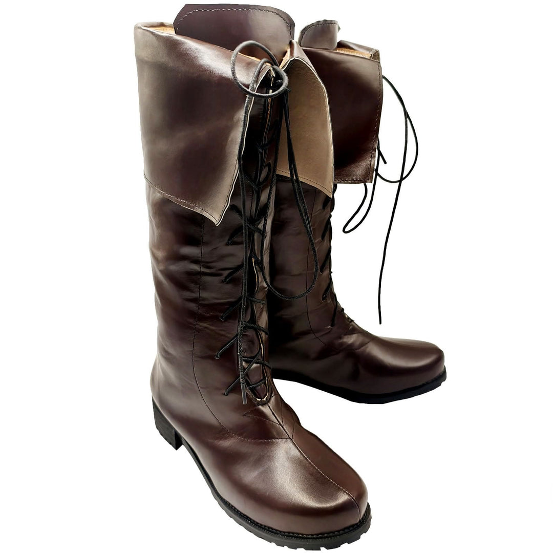 WorldNorse Vintage Lace Up Fold Over Knee High Boots - image 7