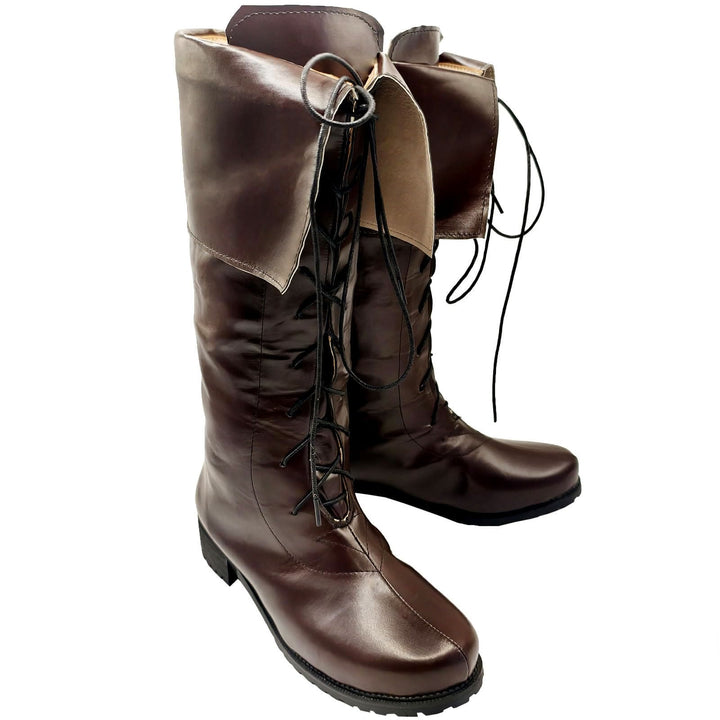 WorldNorse Vintage Lace Up Fold Over Knee High Boots - image 7