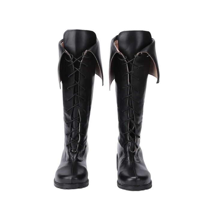 WorldNorse Vintage Lace Up Fold Over Knee High Boots - image 2