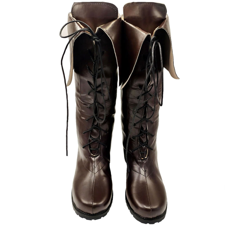 WorldNorse Vintage Lace Up Fold Over Knee High Boots - image 6