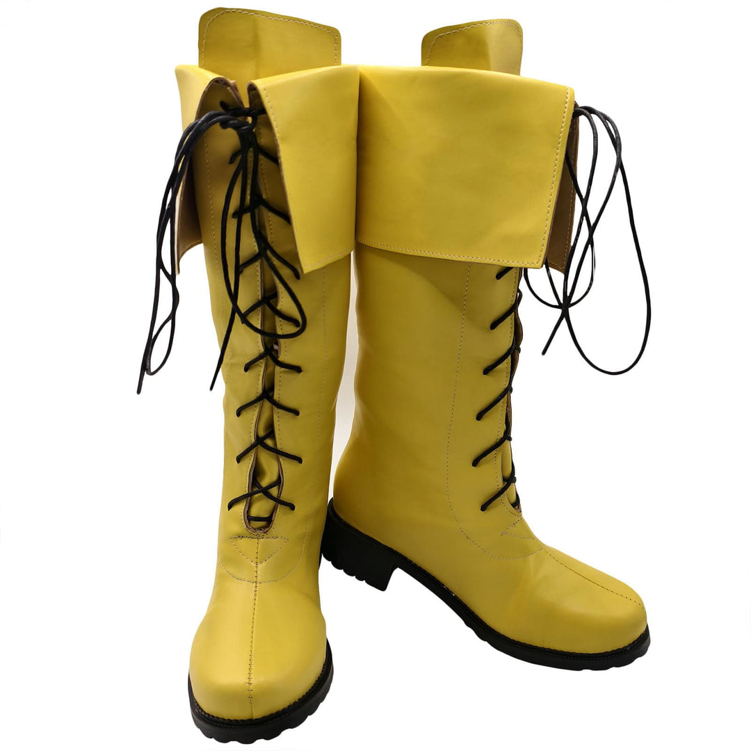 WorldNorse Vintage Lace Up Fold Over Knee High Boots - Yellow - 48 - image 8