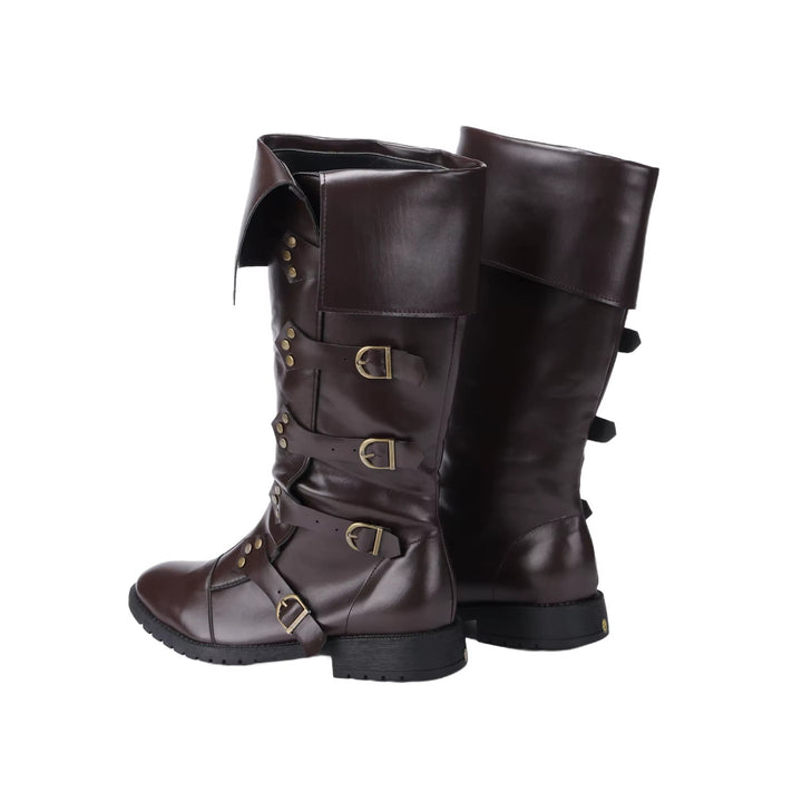 WorldNorse Steampunk Buckle Detailed Fold Over Boots - image 4