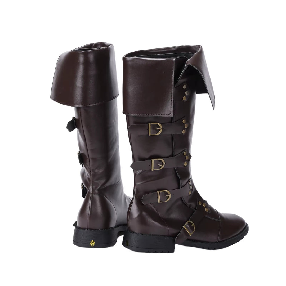 WorldNorse Steampunk Buckle Detailed Fold Over Boots - image 5