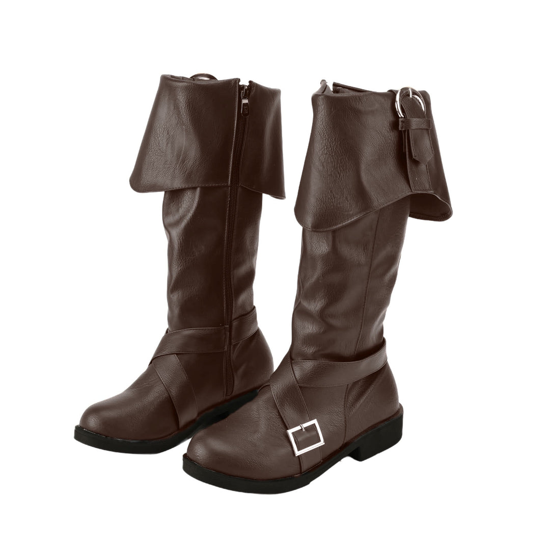 WorldNorse Stylish Buckle Fold Down Boots - Dark Brown - US 13 - image 3