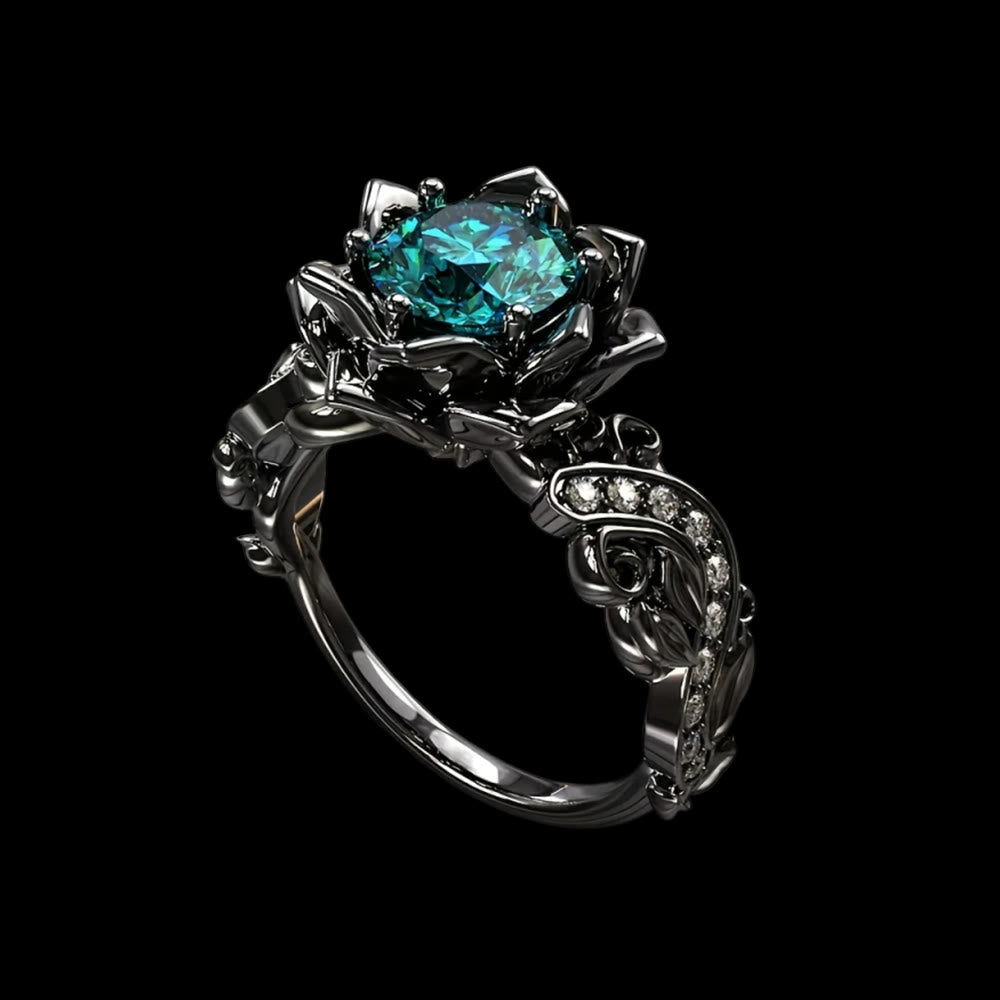 WorldNorse Black Rose Blossom Ring -  AU Size T1/2 (US 10) - image 0