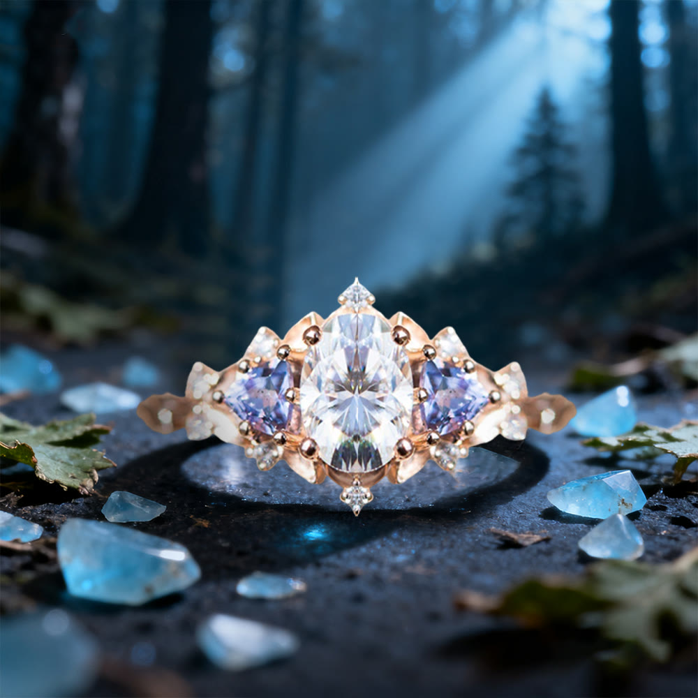 WorldNorse Dawn Leaf Zircon Branch Ring - White & Purple -  AU Size T1/2 (US 10) - image 5