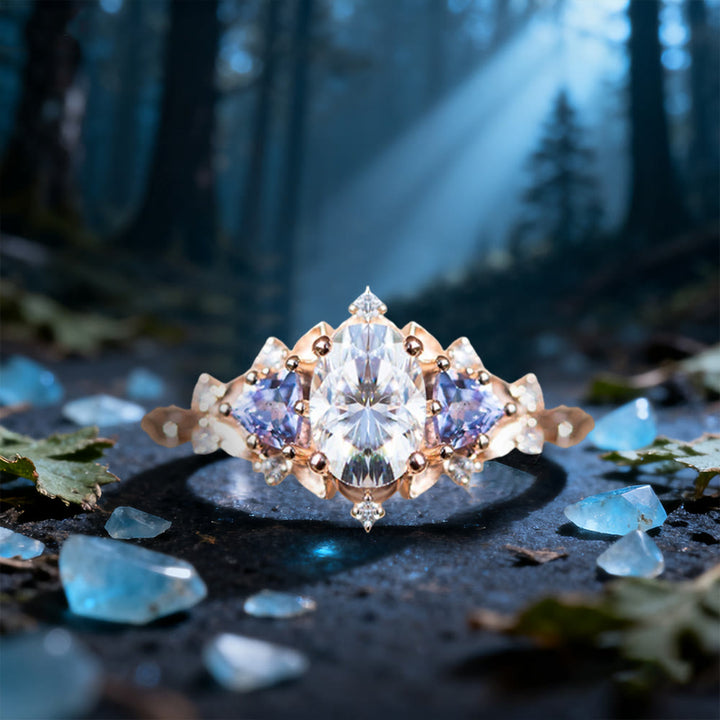 WorldNorse Dawn Leaf Zircon Branch Ring - White & Purple -  AU Size T1/2 (US 10) - image 5