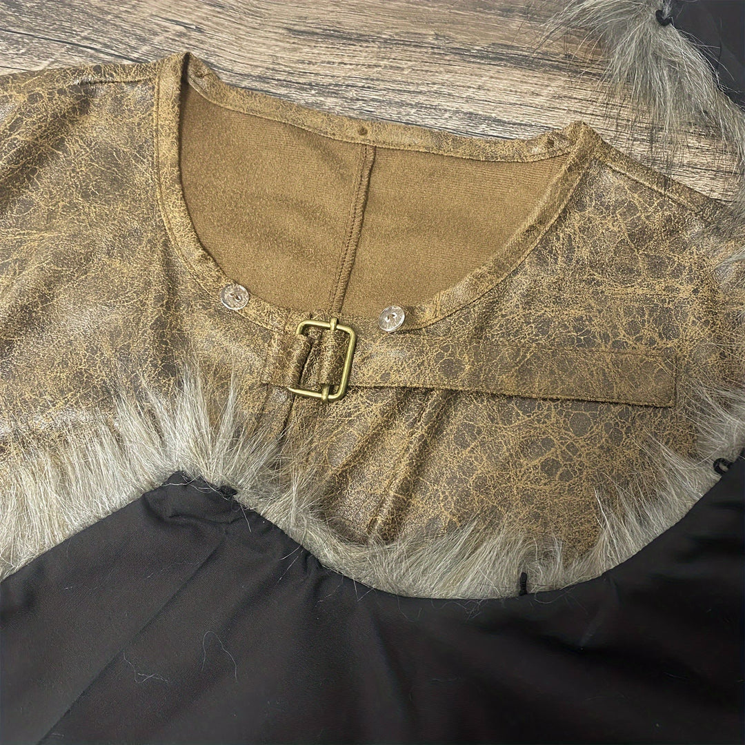 WorldNorse Vintage Fur Collared Cosplay Cloak - image 3