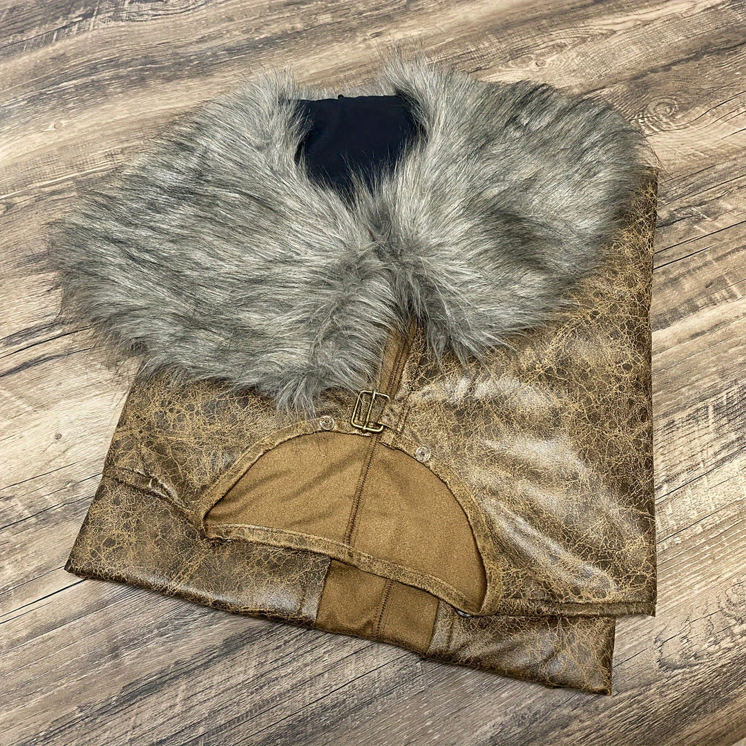 WorldNorse Vintage Fur Collared Cosplay Cloak - image 2