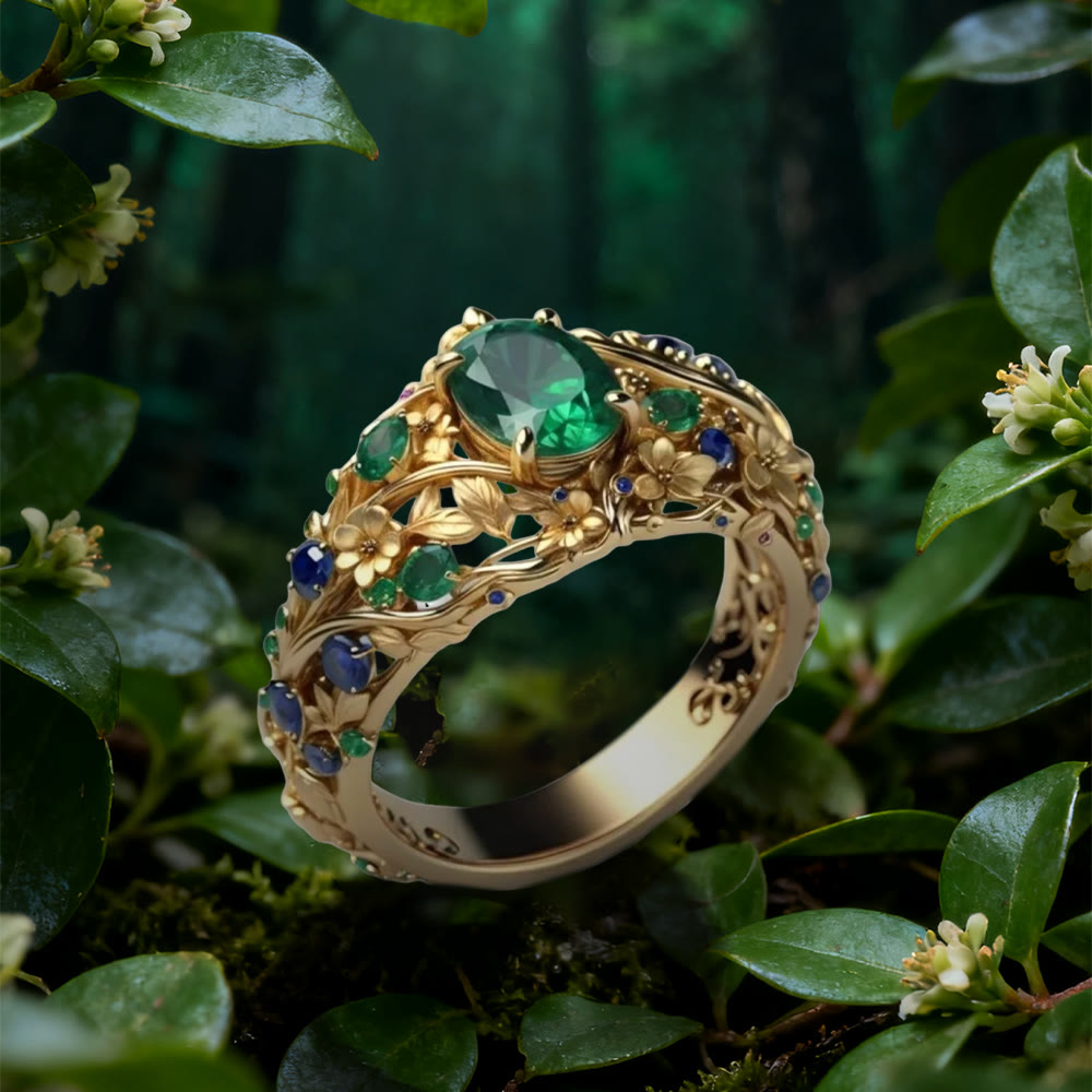 WorldNorse Bloom Leaf Hollow Ring - AU Size T1/2 (US 10) - image 0
