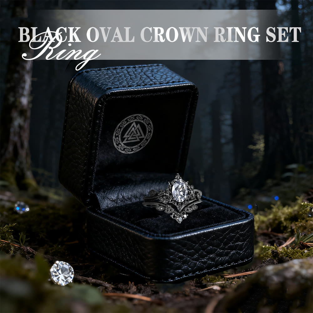 WorldNorse Black Oval Crown Ring Set - image 7