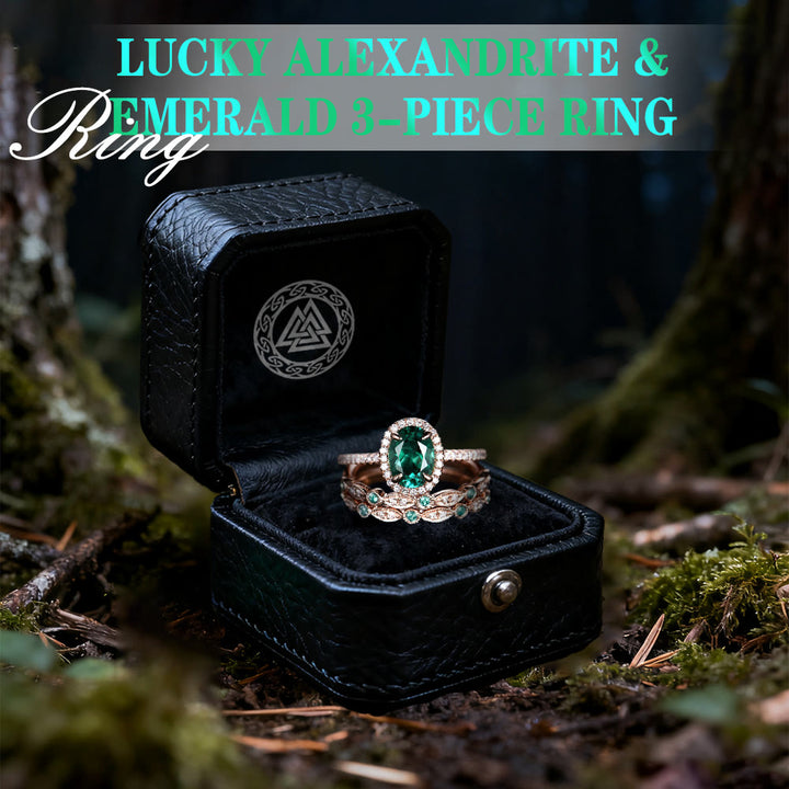 WorldNorse Lucky Alexandrite & Emerald 3-piece Ring - image 7