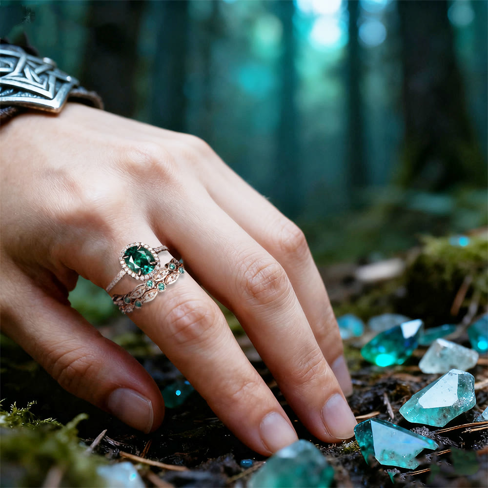 WorldNorse Lucky Alexandrite & Emerald 3-piece Ring - image 6