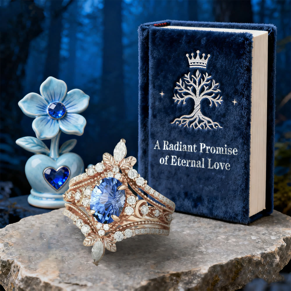 WorldNorse Blue Zircon Flower Crown Ring Set - image 3