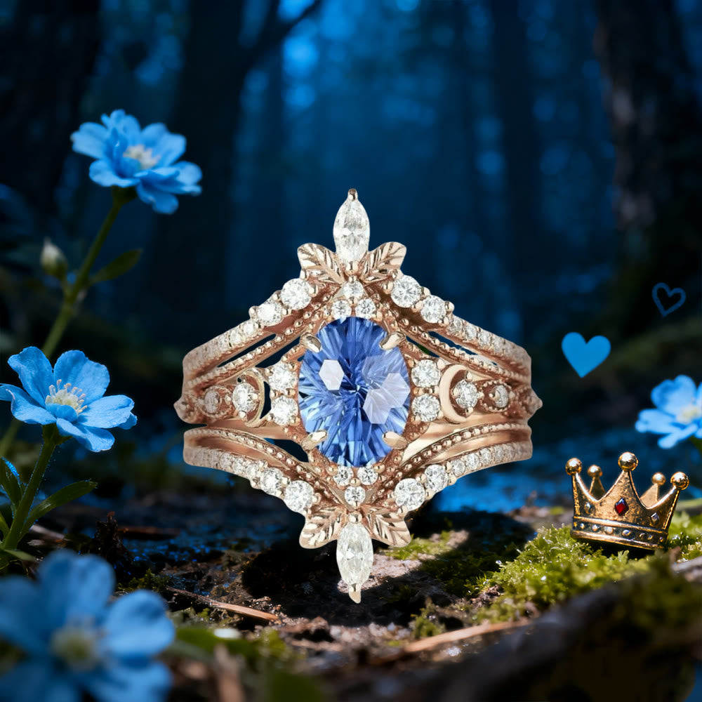 WorldNorse Blue Zircon Flower Crown Ring Set - AU Size T1/2 (US 10) - image 0