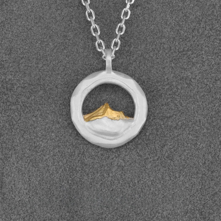 WorldNorse Handcrafted 999 Silver Gold Accented Mountain Necklace - White Pendant-With 40+5cm Extension Chain White Diamond Chain - NO THANKS - image 5