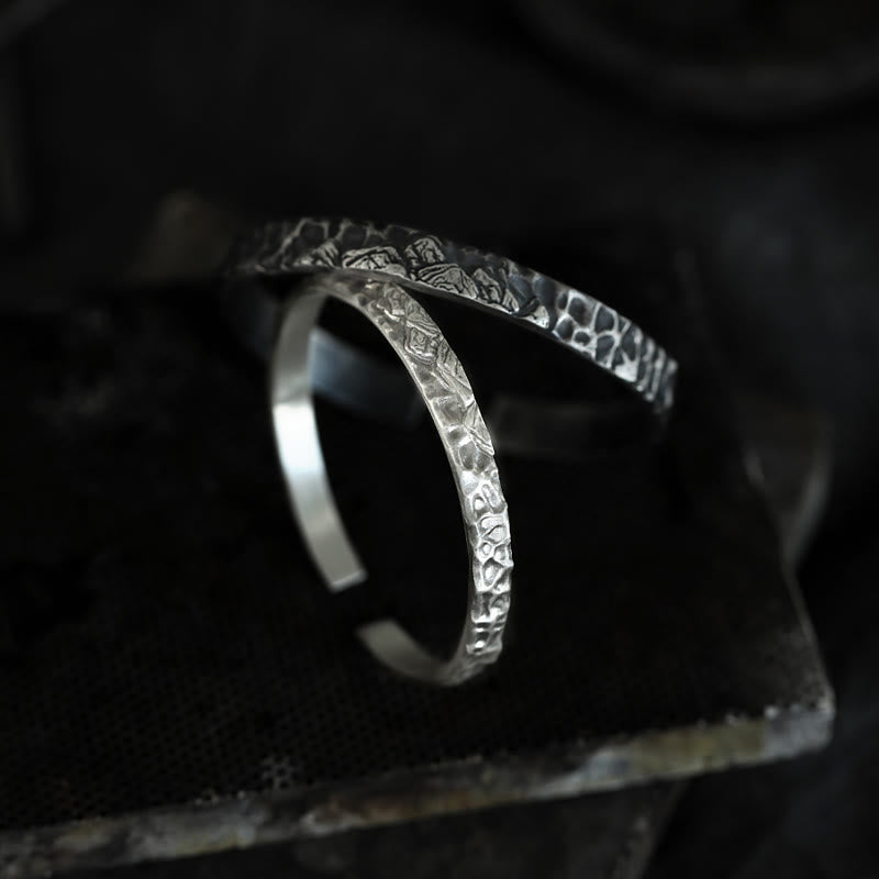 WorldNorse Handcrafted 999 Silver Medieval Mountain Engraved Bracelet - image 6
