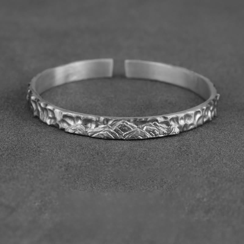 WorldNorse Handcrafted 999 Silver Medieval Mountain Engraved Bracelet - Retro Silver - NO THANKS - image 2