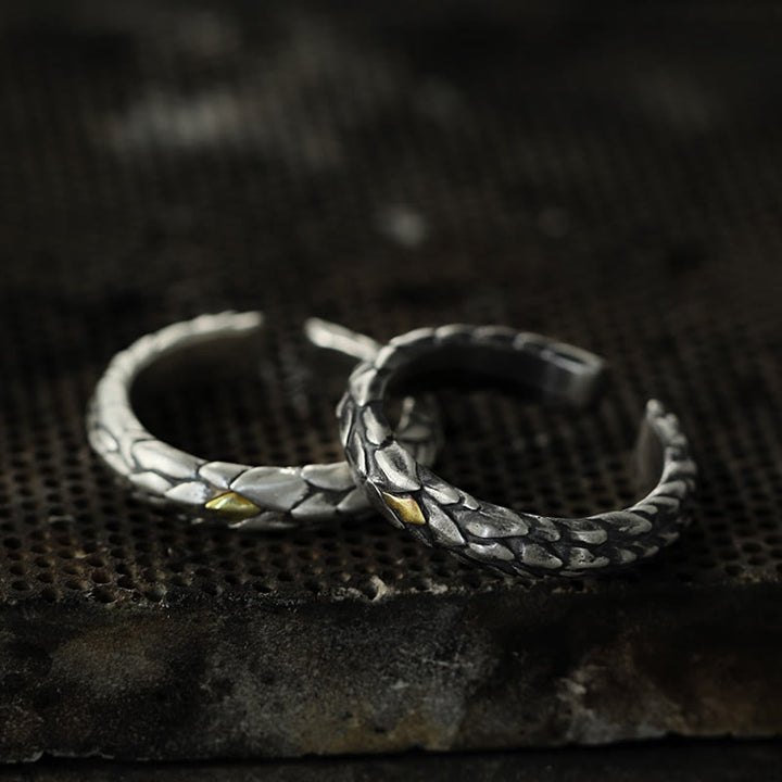 WorldNorse Handcrafted 925 Silver Medieval Snake Scale Inlaid Ring - image 5