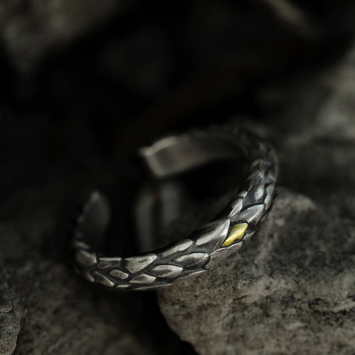 WorldNorse Handcrafted 925 Silver Medieval Snake Scale Inlaid Ring - image 6