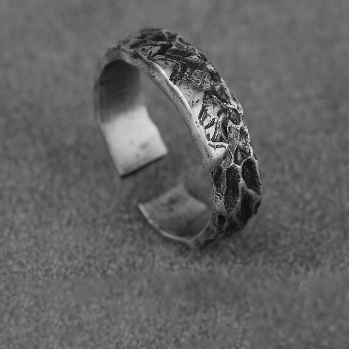 WorldNorse Handcrafted 999 Silver Handmade Rugged Surface Ring - Retro Black - NO THANKS - image 3