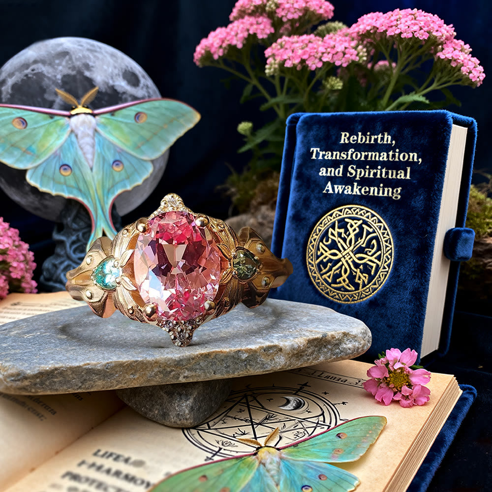 WorldNorse Luna Moth Pink Zircon Flower Ring - image 3