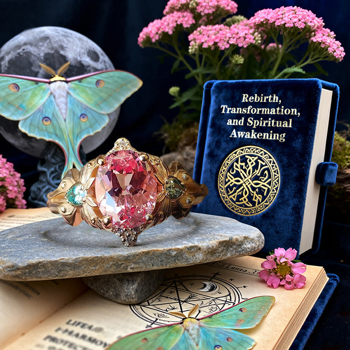 WorldNorse Luna Moth Pink Zircon Flower Ring - image 3