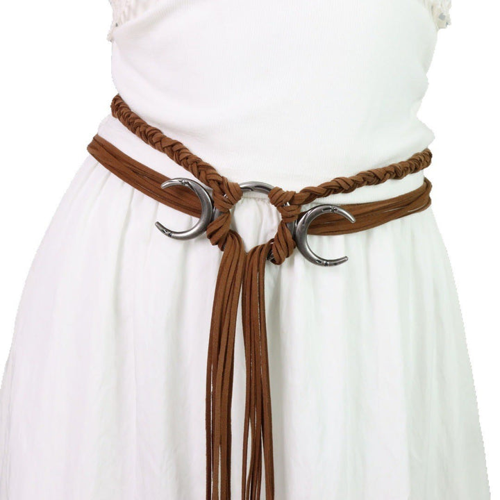 WorldNorse Crescent Moon Braided Multi Strap Belt - Brown - image 2