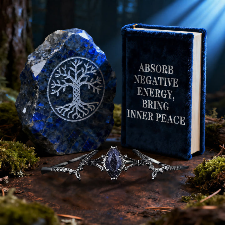 WorldNorse Galaxy Blue Sandstone Three-piece Ring Set - image 3