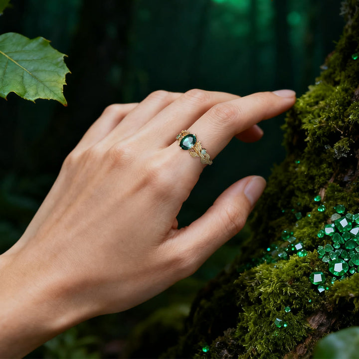 WorldNorse Emerald Leaf Serenity Ring - image 1