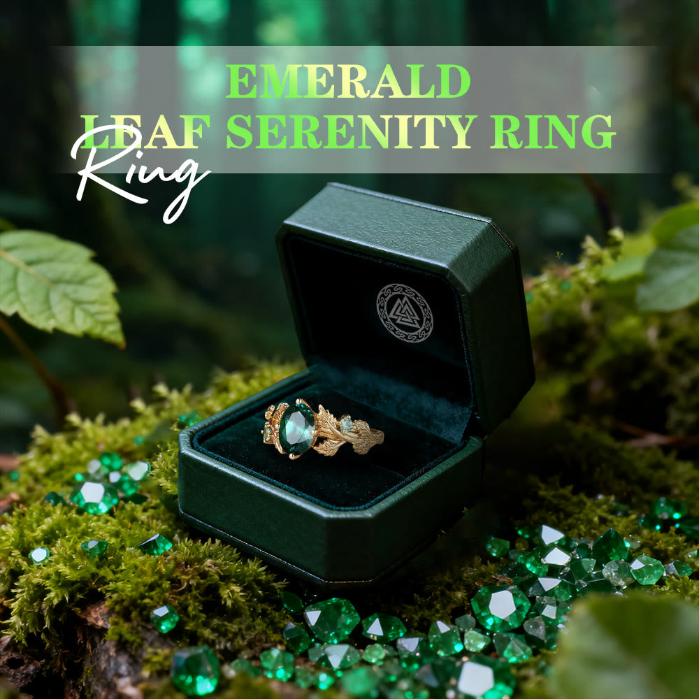 WorldNorse Emerald Leaf Serenity Ring - image 2