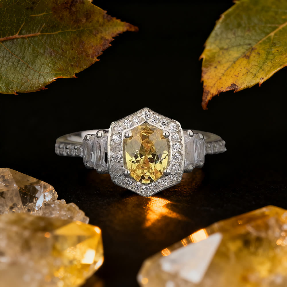 WorldNorse Golden Radiance Citrine Halo Ring - AU Size T1/2 (US 10) - image 0