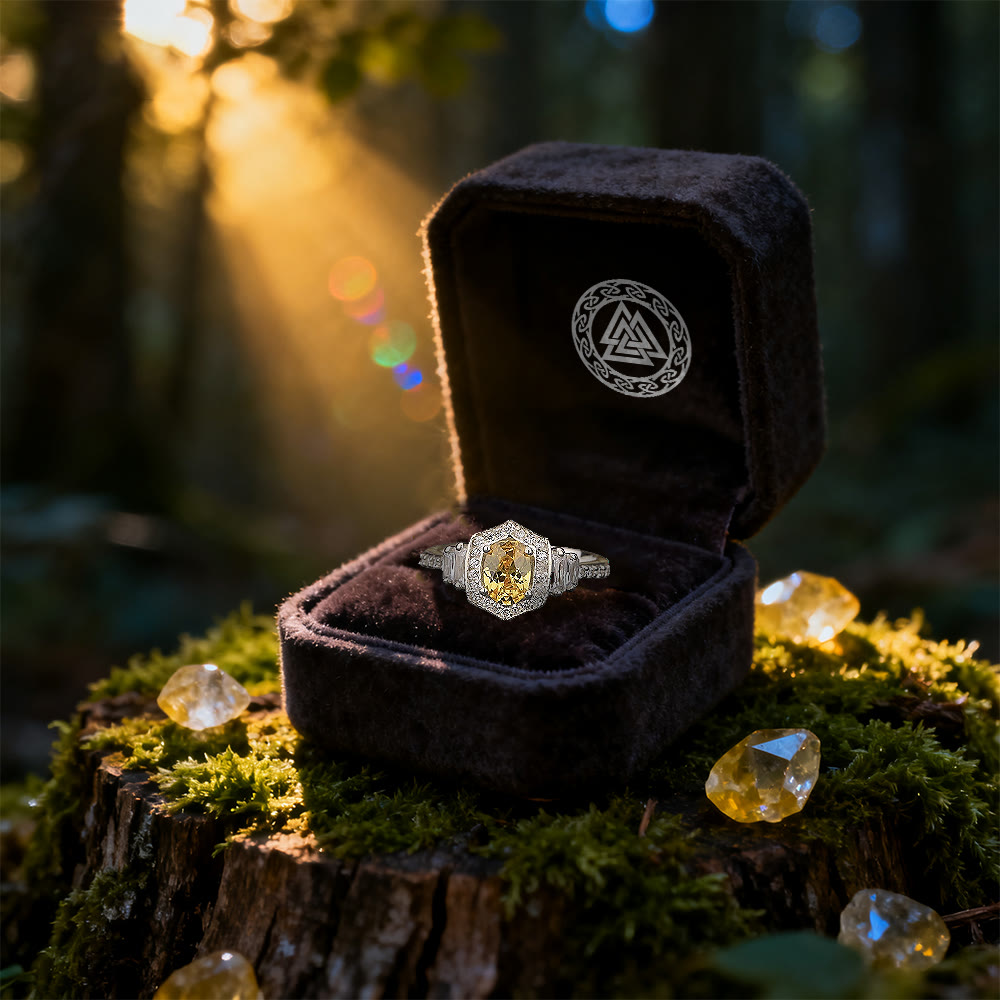 WorldNorse Golden Radiance Citrine Halo Ring - image 4