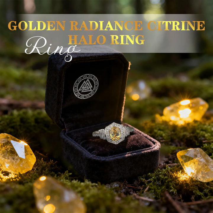 WorldNorse Golden Radiance Citrine Halo Ring - image 2
