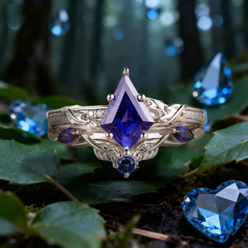 WorldNorse Sapphire Leaf Crown Ring Set - AU Size T1/2 (US 10) - image 0