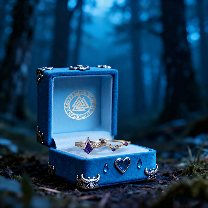 WorldNorse Sapphire Leaf Crown Ring Set - image 4