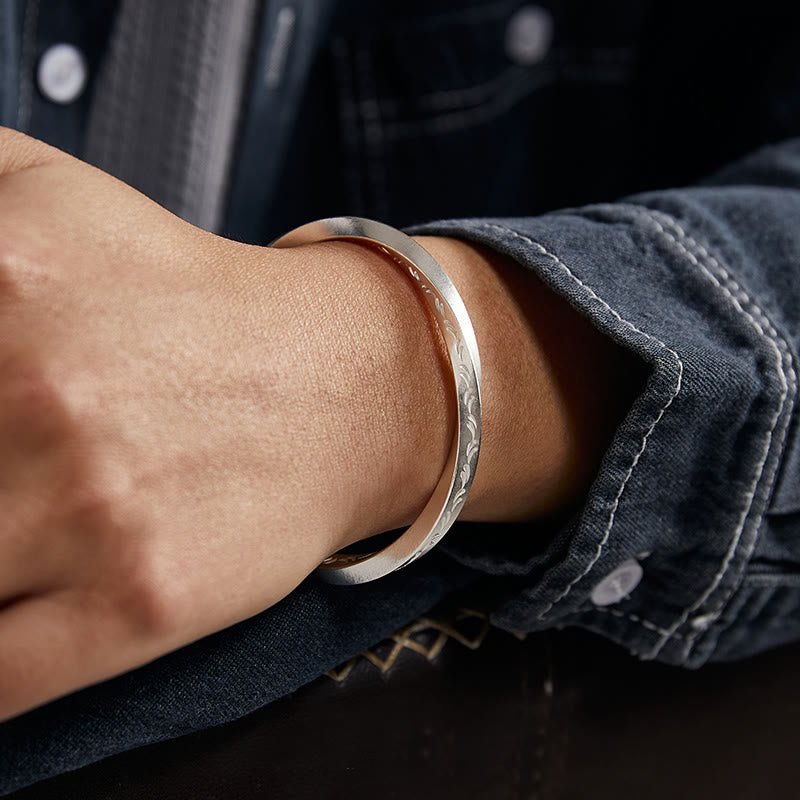 WorldNorse 999 Sterling Silver Engraved Wave Bracelet - image 1