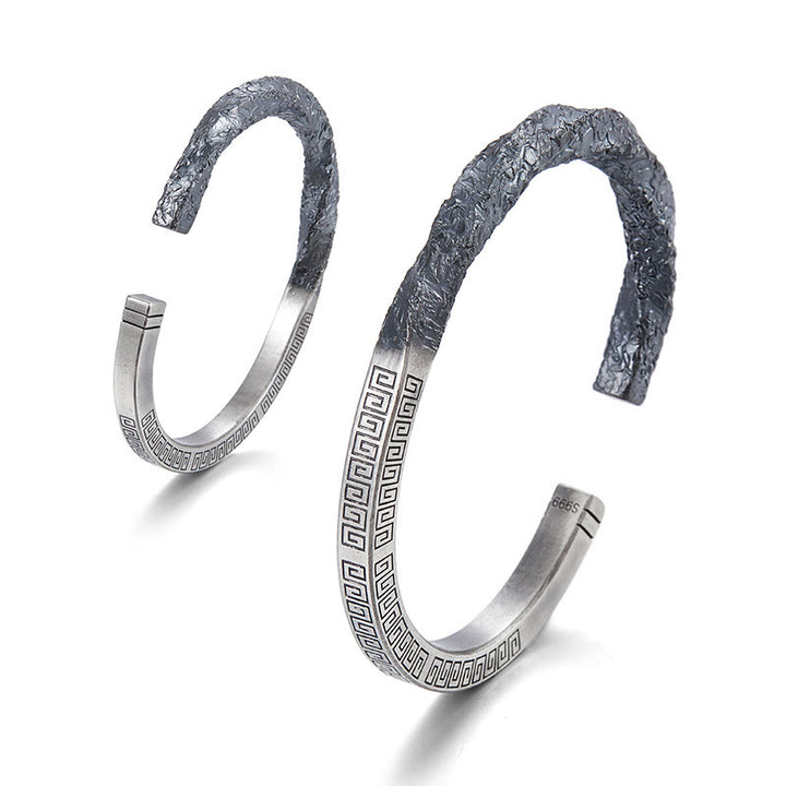 WorldNorse Handcrafted 999 Silver Textured Rock Bracelet - image 6