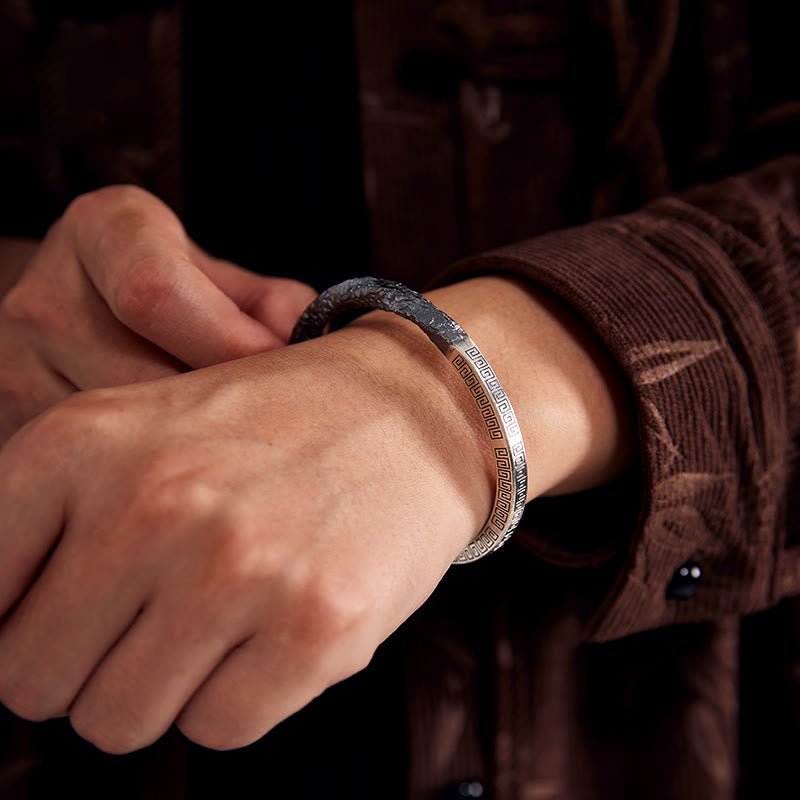 WorldNorse 999 Sterling Silver Textured Rock Bracelet - image 1