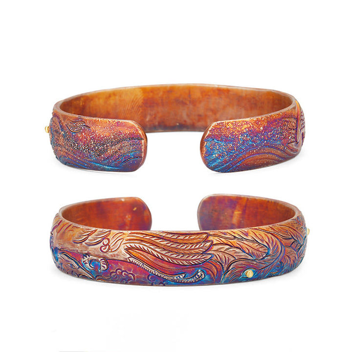 WorldNorse 999 Sterling Gold Hued Feather Engraved Bracelet - image 3